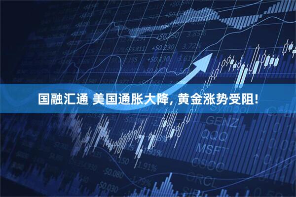 国融汇通 美国通胀大降, 黄金涨势受阻!