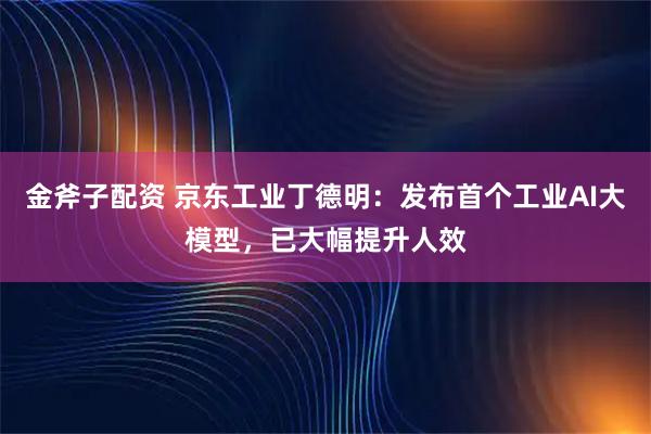 金斧子配资 京东工业丁德明:发布首个工业AI大模型,已大幅提升人效